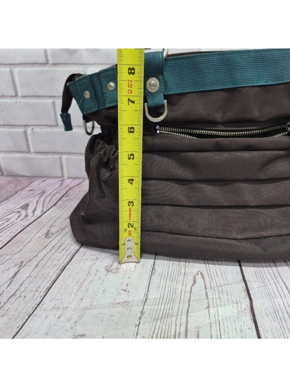 George Gina & Lucy Brown/Teal Satchel Top Handle Zip Bag‎ *No Strap